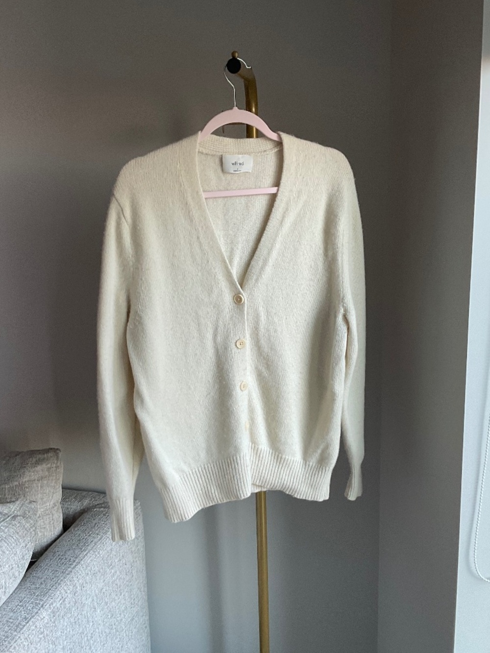 Aritzia Wilfred Parco 100% Cashmere Cardigan - light birch